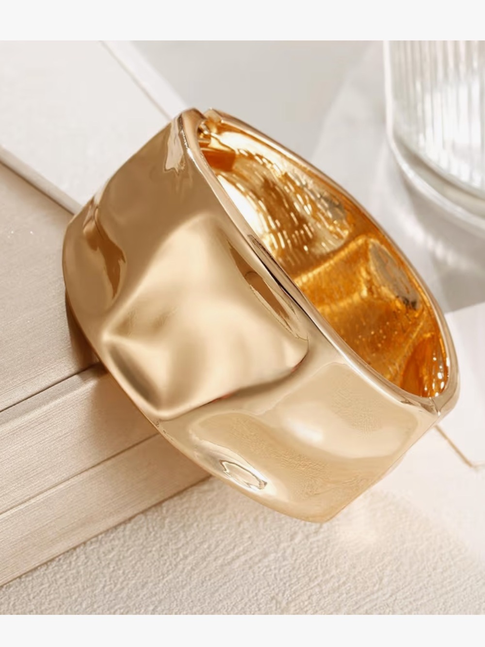 Chunky Gold Wide Cuff Bracelet